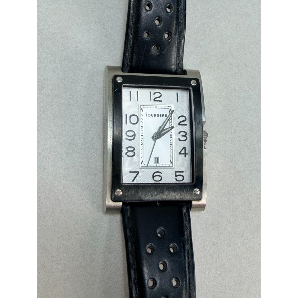 Tourneau Honda Exclusive Stainless Steel Watch Swiss Quartz Tank Leather Strap